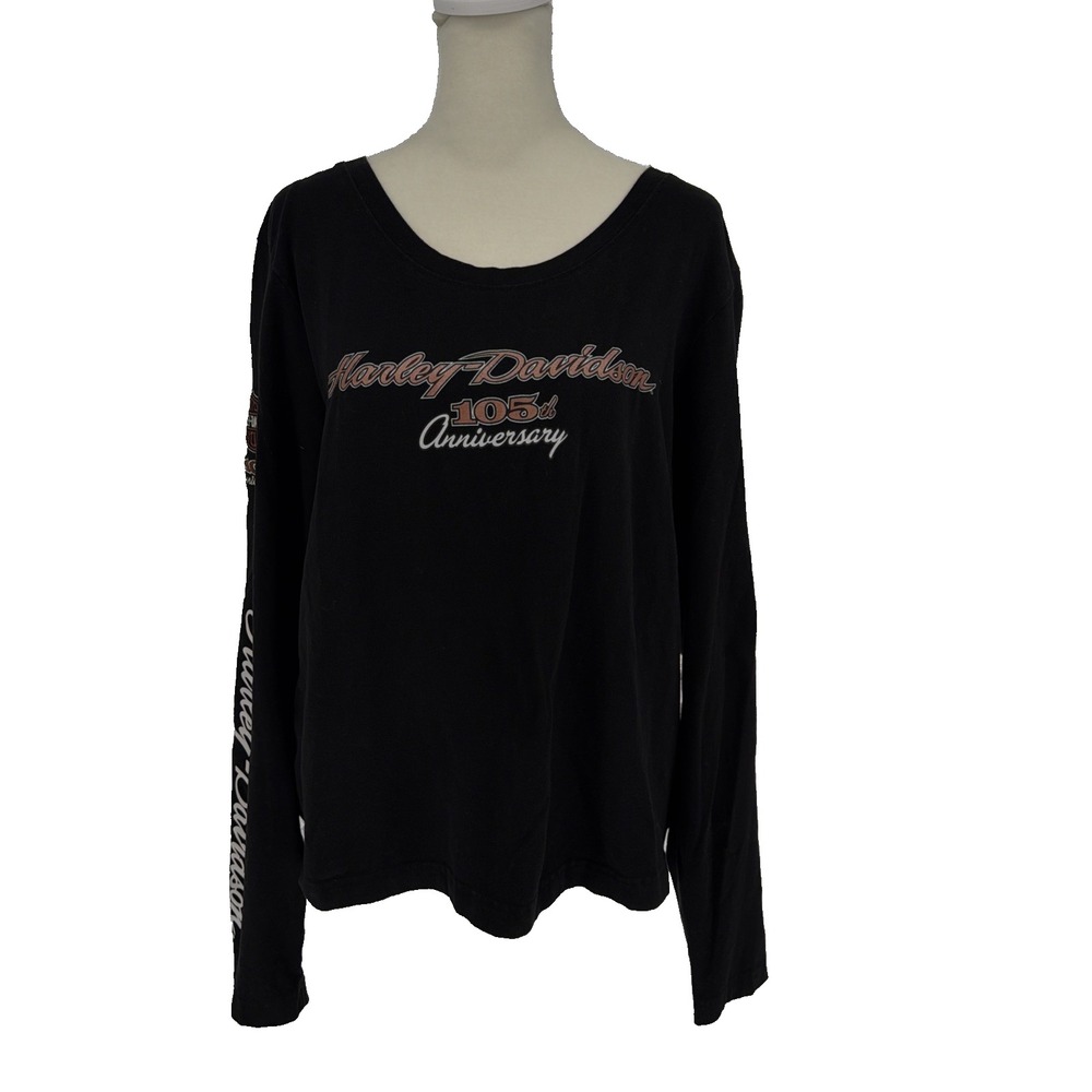 Harley Davidson 105th Anniversary Shirt Womens XL Black 105th Ann Biker Tee 2008